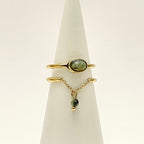 LORNA • Bague double rang et pierre naturelle agate mousse