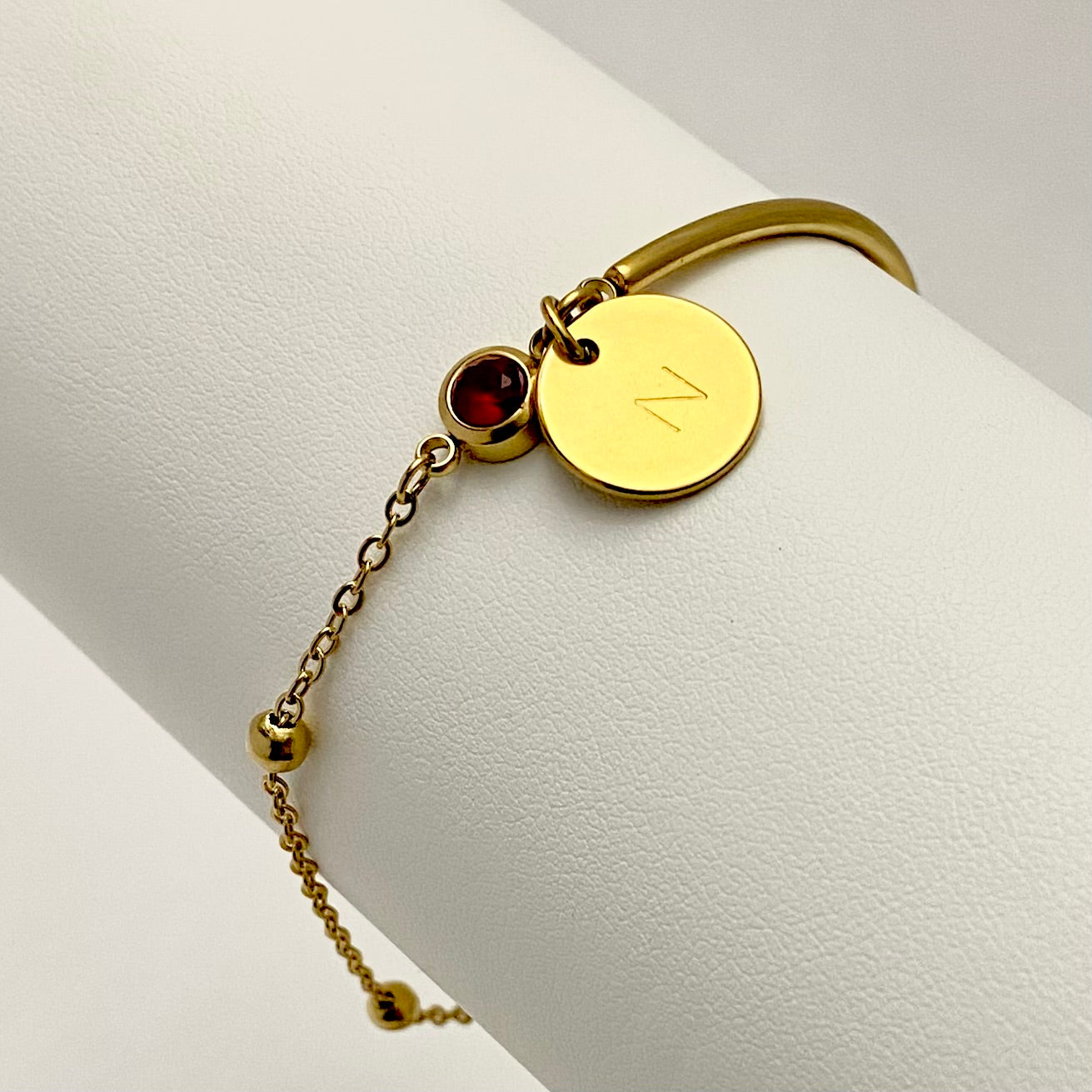 POPY • Bracelet demi-jonc personnalisé pierre de naissance