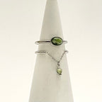 LORNA • Bague double rang et pierre naturelle agate mousse