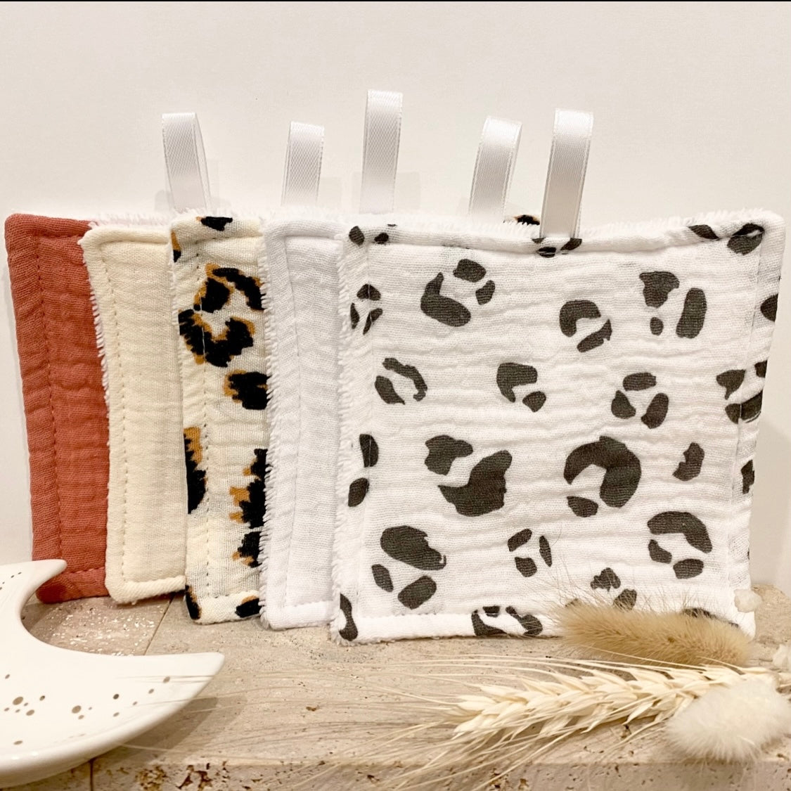 LIA • Carrés lavable en éponge bambou tout doux et double gaze de coton