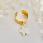 CIEL • Bague en acier inoxydable avec breloque étoile en coquillage