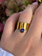 OEIL • Bague en acier inoxydable avec breloque oeil