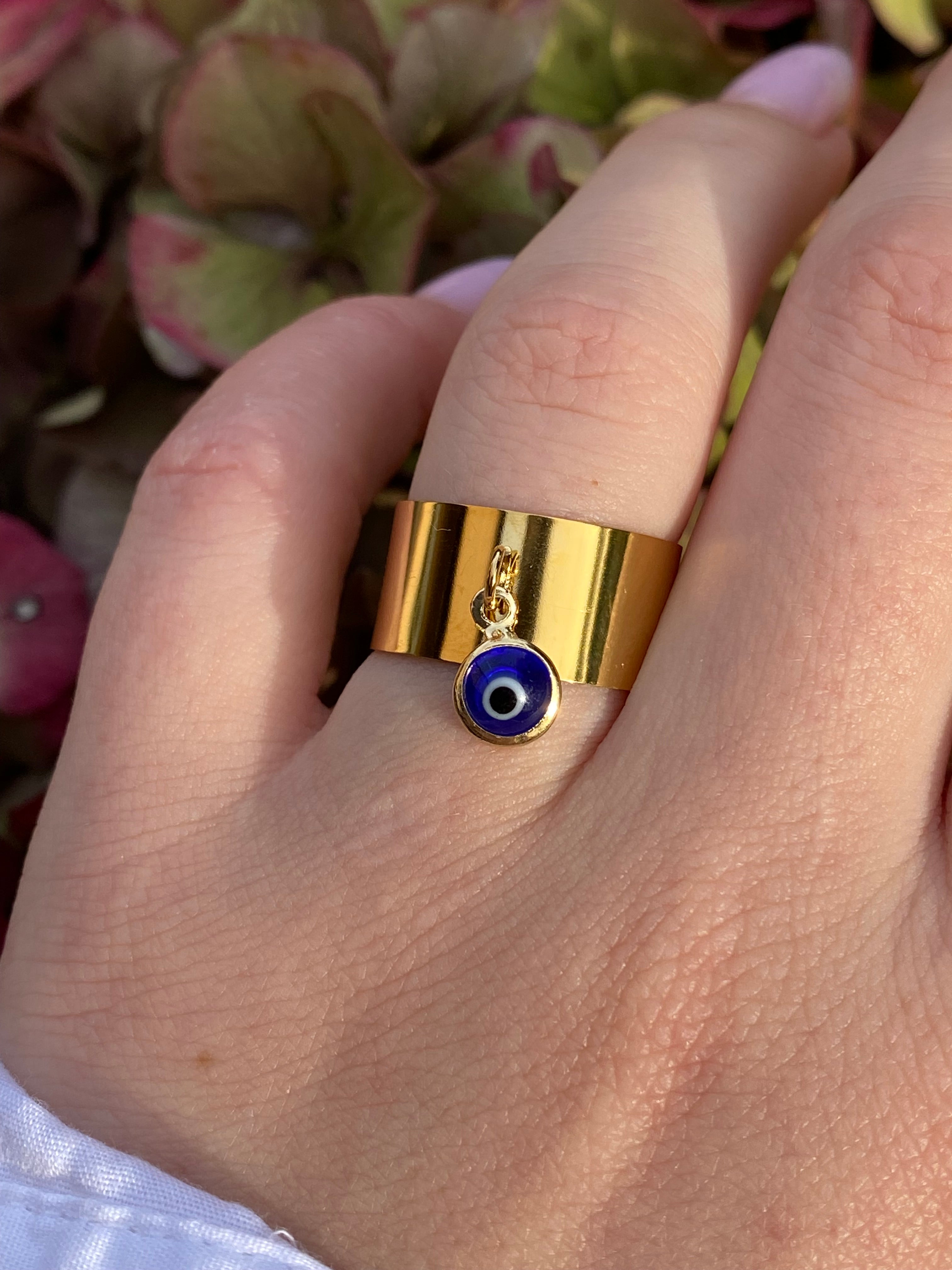 OEIL • Bague en acier inoxydable avec breloque oeil