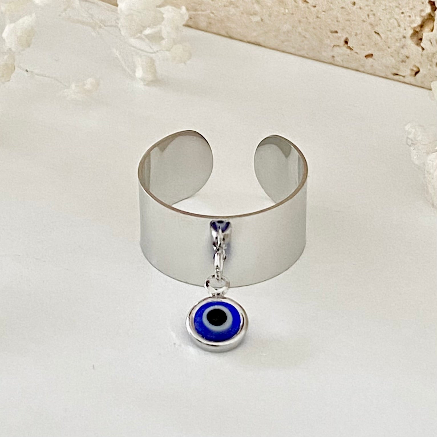 OEIL • Bague en acier inoxydable avec breloque oeil