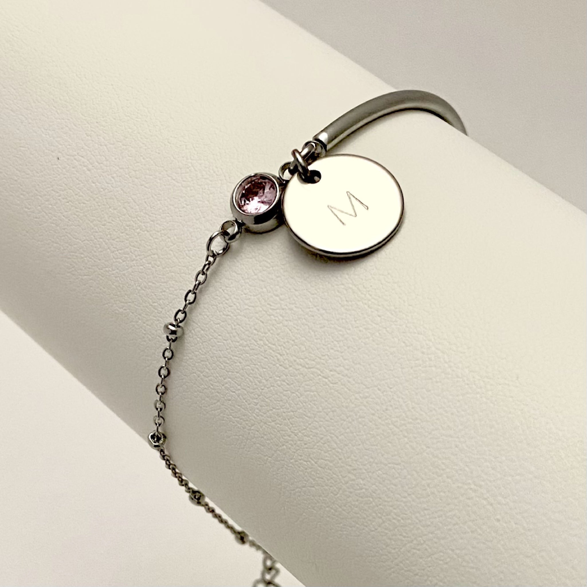 POPY • Bracelet demi-jonc personnalisé pierre de naissance